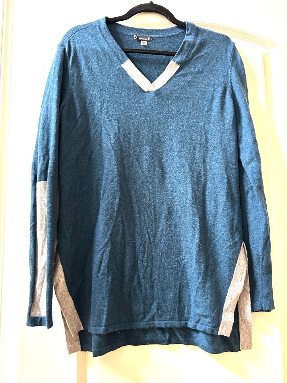 Smartwool Shadow Pine Wool Blend V Neck Tunic Sweater. Colorblock. Outdoor. M. - Picture 2 of 8